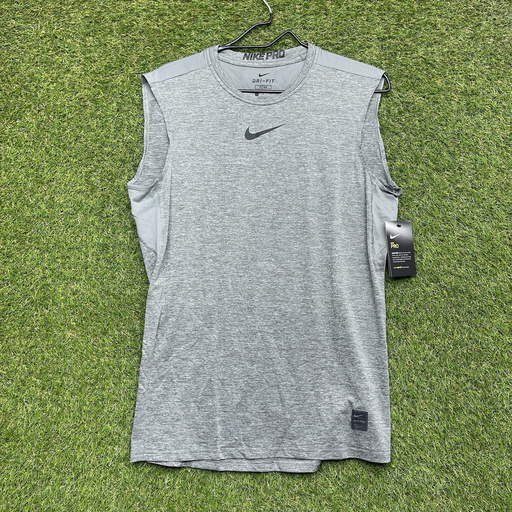 Nike Pro Training Tank Top Mens Medium Dri-Fit Sleeveless Slim Fit Gray 838087